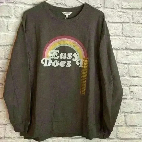 Wildfox "Easy Does It" statement sweatshirt Charcoal Gray Size M - Picture 1 of 9